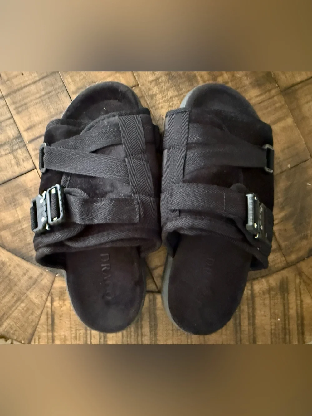 Men's Black Slip-On Buckle Draco Slides